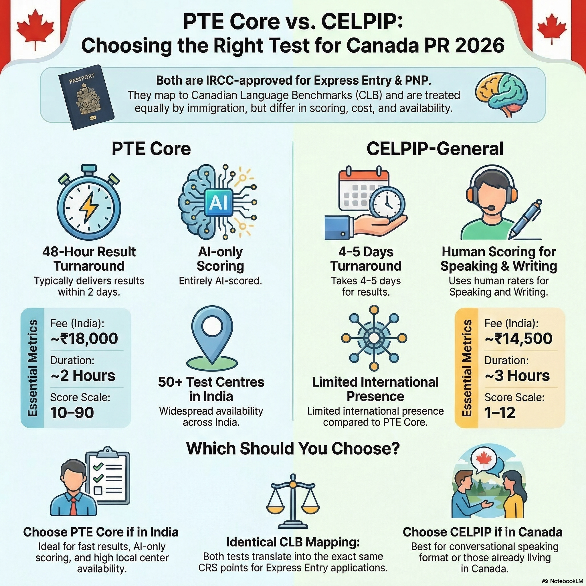 PTE Core vs CELPIP for Canada 2026 | EEC
