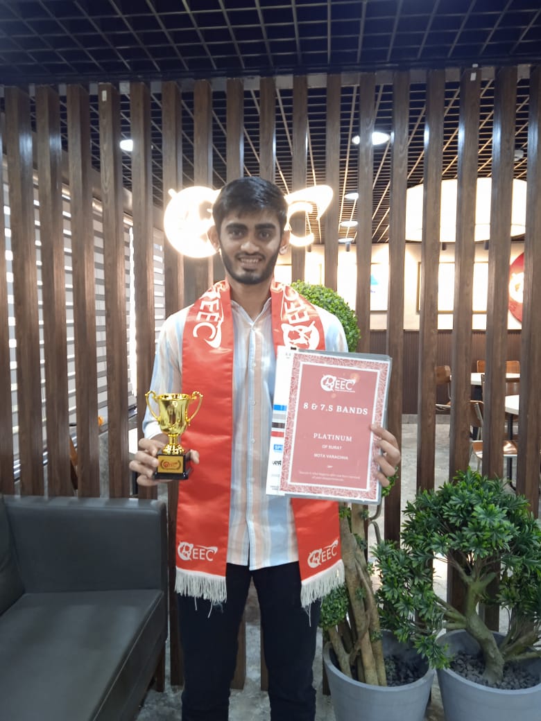 Utsav Shingala scored IELTS Band 8.0 at EEC Ahmedabad