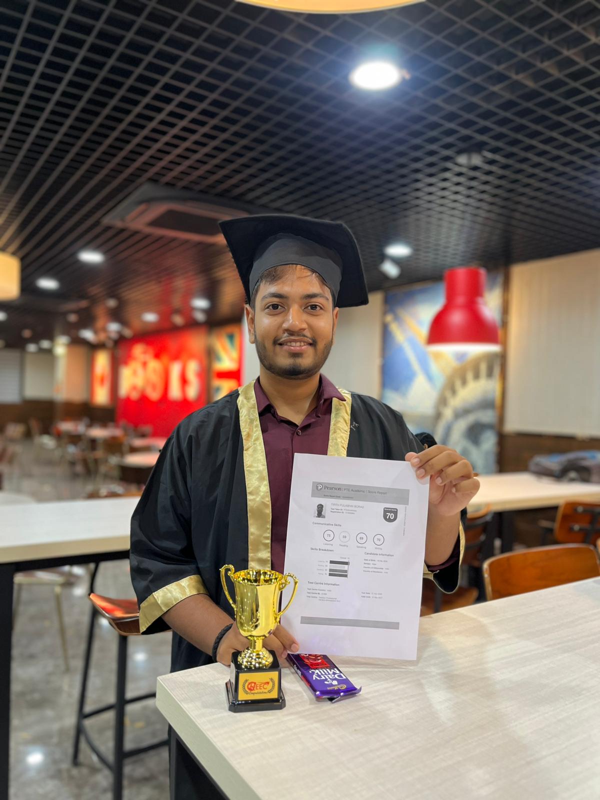 Tirth Borad - PTE Score 70