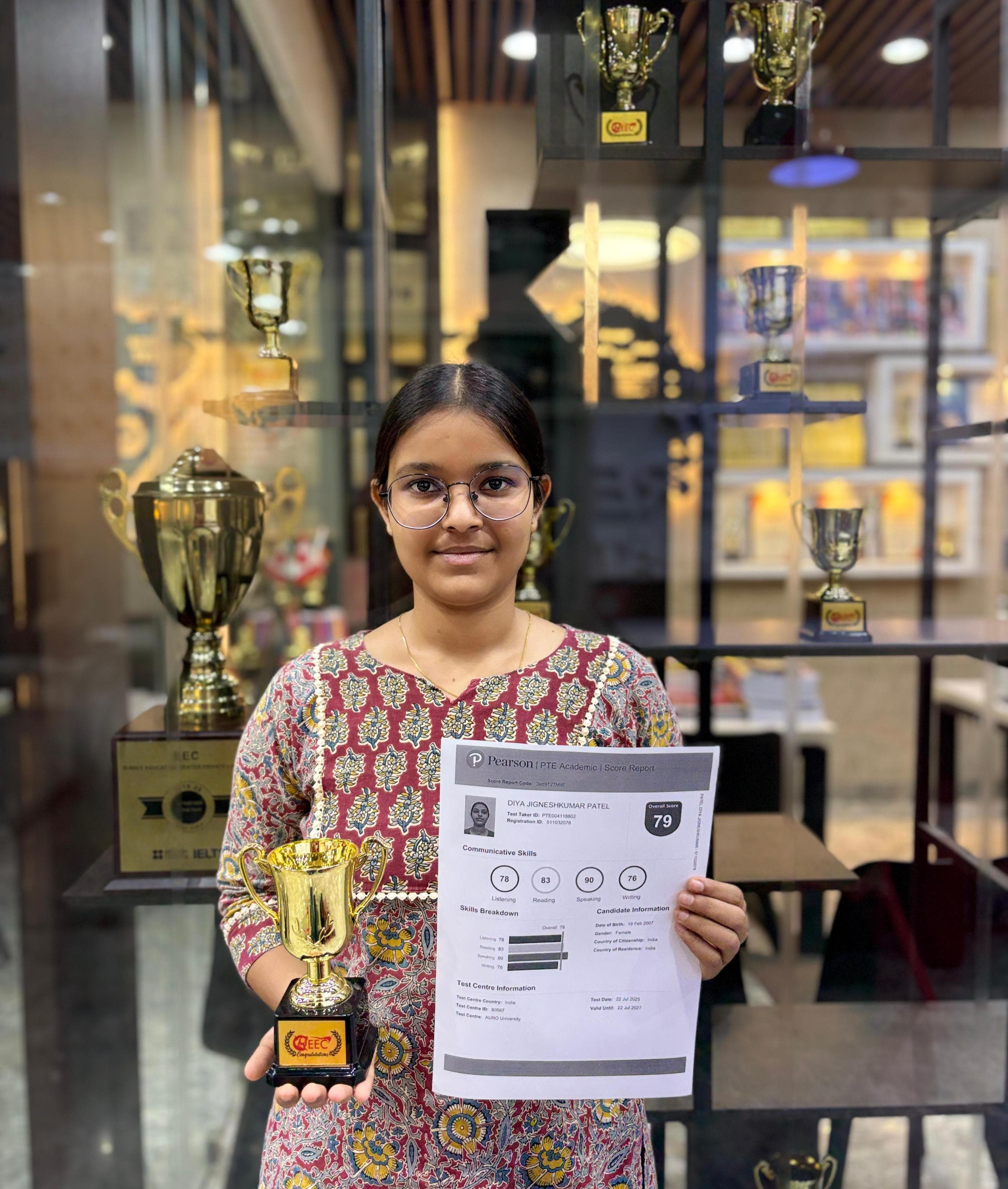 Diya Patel - PTE Score 79