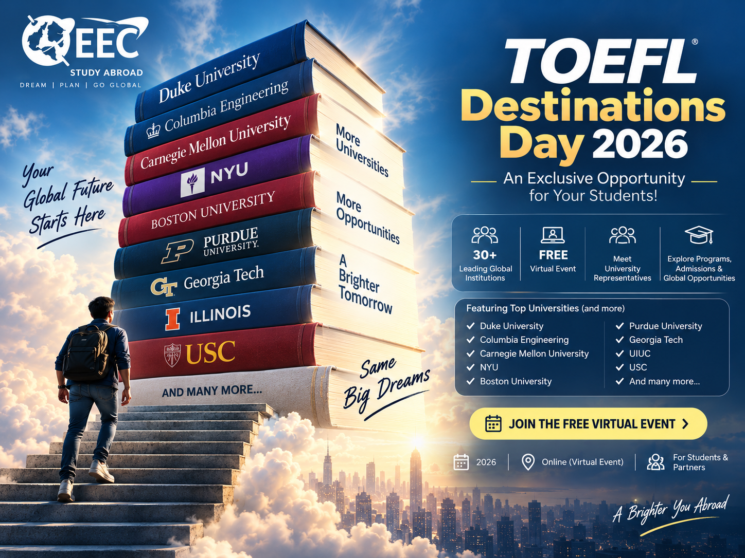 TOEFL Destinations Day 2026 LIVE EVENT: Your Gateway to 30+ Global Giant Universities