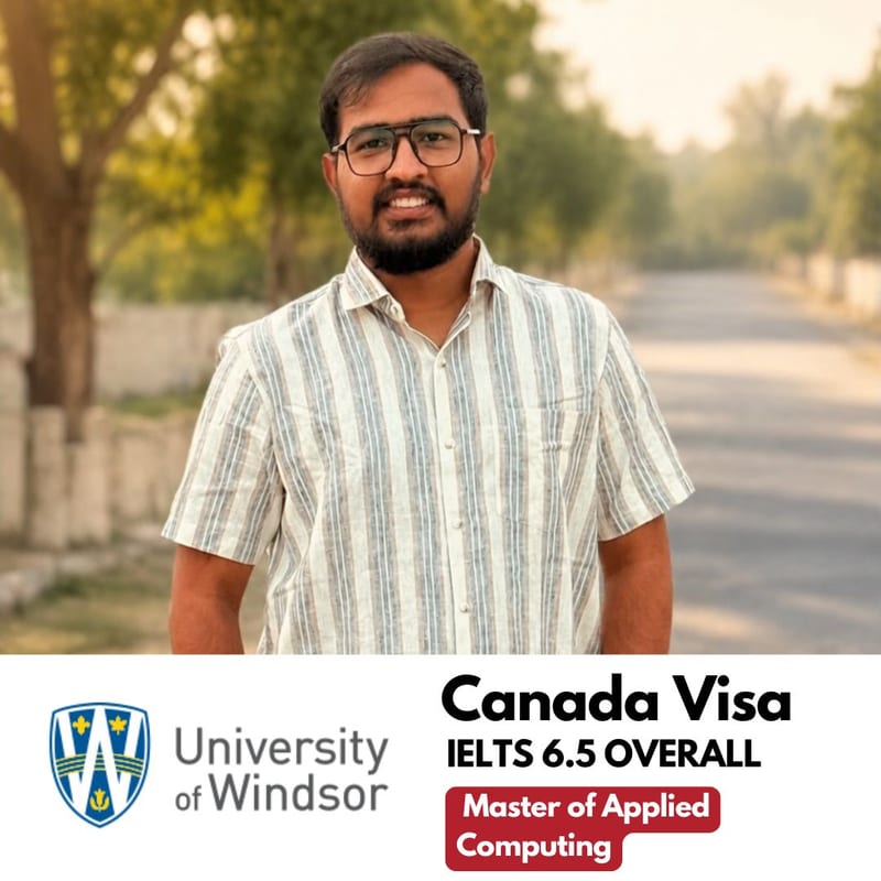 EEC student's Canada study visa approved — University of Windsor, Master of Applied Computing, IELTS 6.5 overall