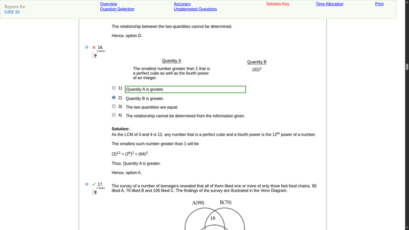 13. question type 3 answer and explanation — gre software demo screenshots