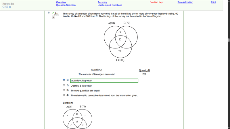 14. question type 4 answer and explanation — gre software demo screenshots