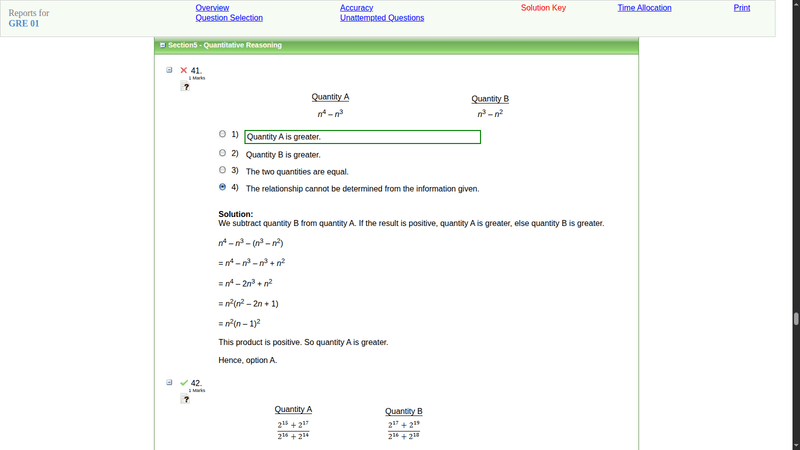 20. q type 6 answer and explanation — gre software demo screenshots
