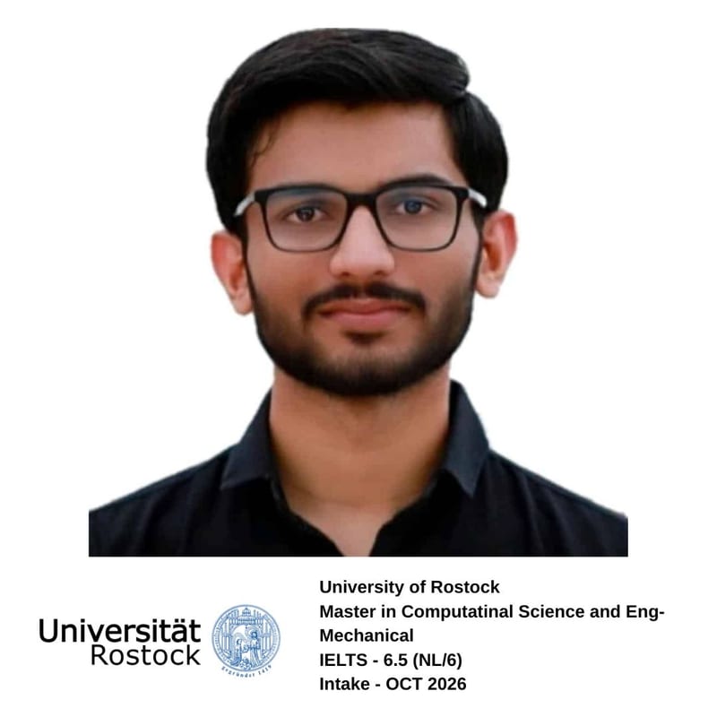 EEC IELTS student scored 6.5 overall and got their Germany student visa for the Master in Computational Science and Engineering at University of Rostock