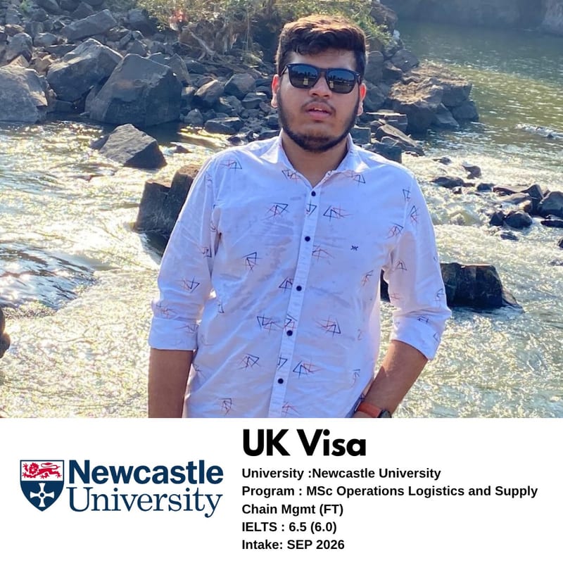 EEC IELTS student scored 6.5 overall and got their UK student visa for MSc Operations, Logistics and Supply Chain Management at Newcastle University
