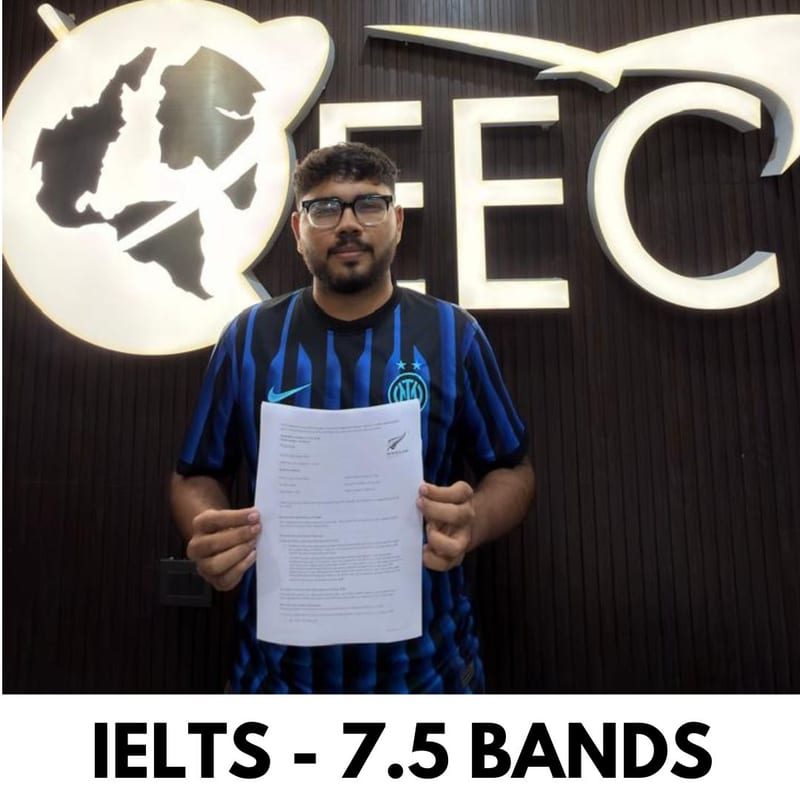 EEC IELTS student scored 7.5 bands and got their New Zealand student visa approved