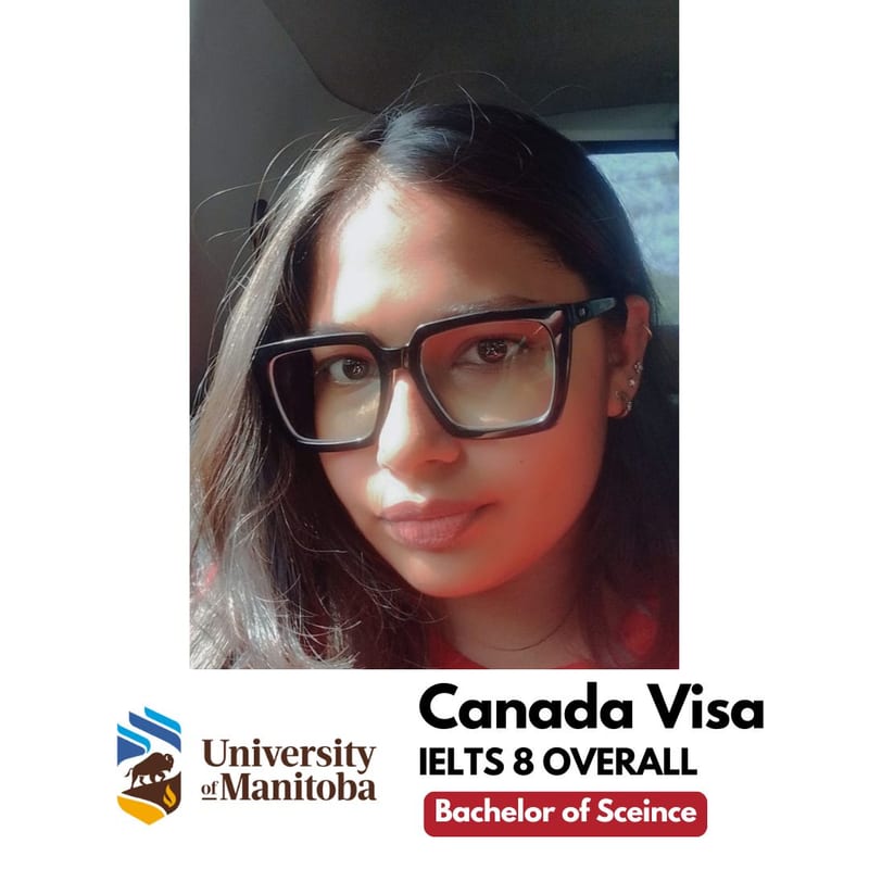 EEC IELTS student scored 8 overall and got their Canada study visa for a Bachelor of Science at University of Manitoba
