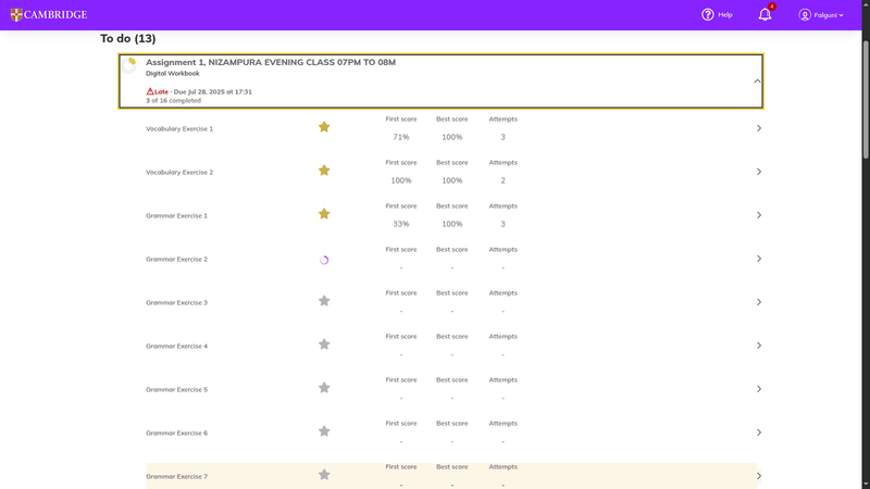 2. cambridge one assignment evaluation — digital pack demo photos