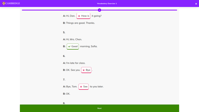 27. workbook vocabulary exercise checking — digital pack demo photos