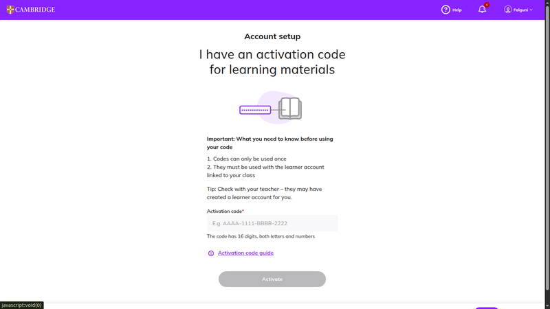 3. cambridge one book activation code page — digital pack demo photos