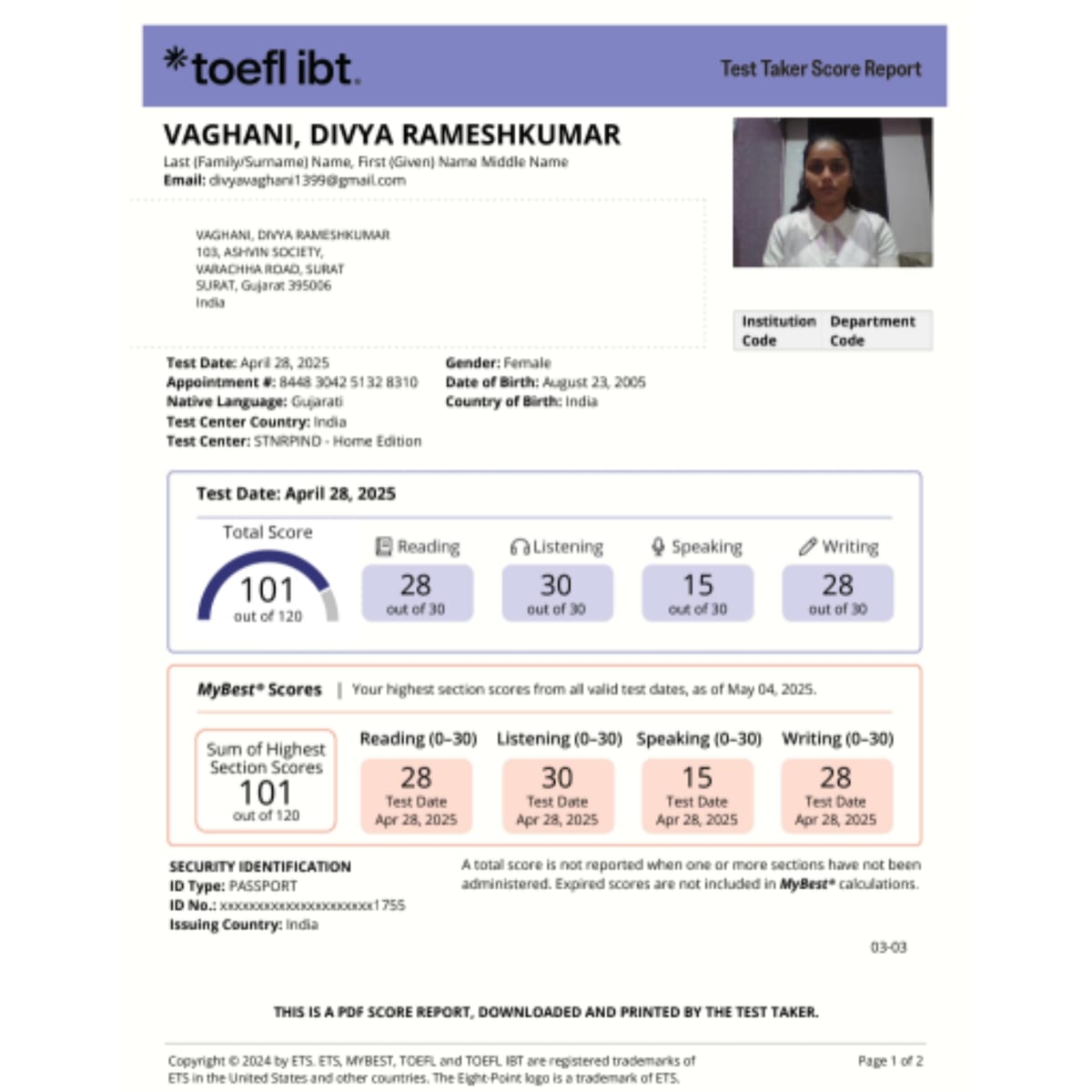 3 — toefl real scorecards photos