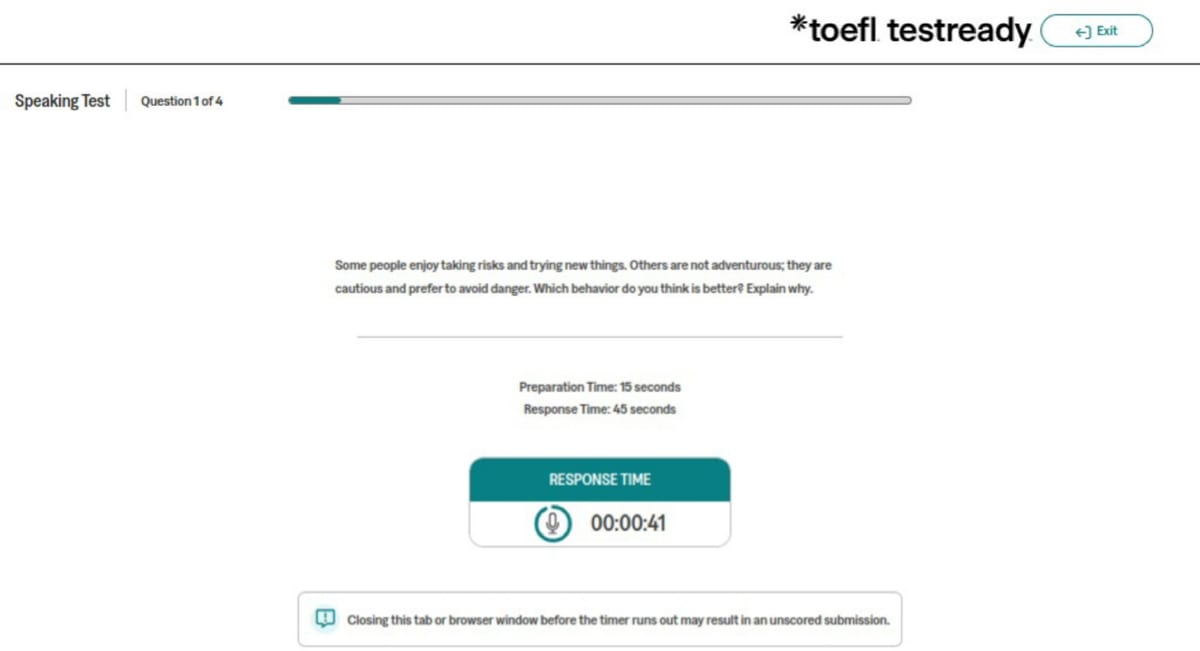 138. toefl speaking — toefl software demo photos