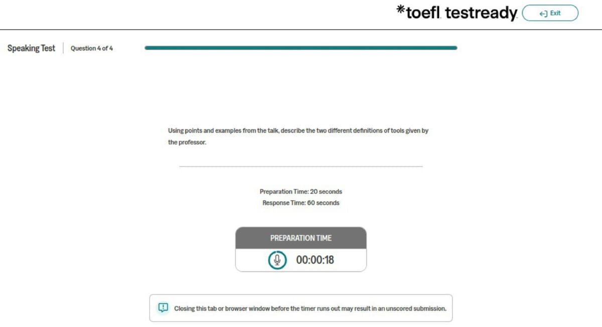 154. toefl speaking — toefl software demo photos