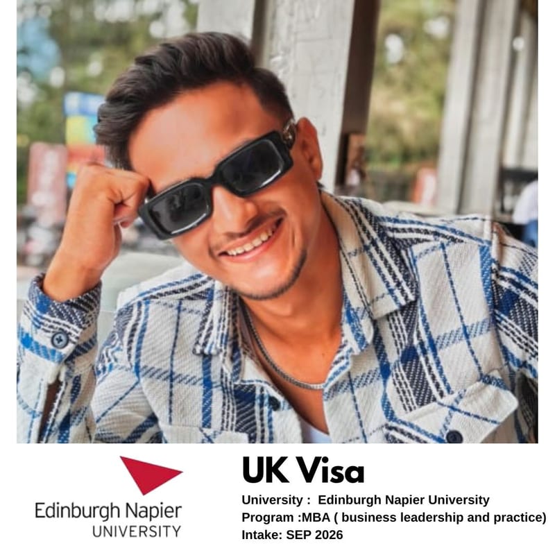 EEC student's UK student visa approved — Edinburgh Napier University, MBA (Business Leadership and Practice), September 2026 intake