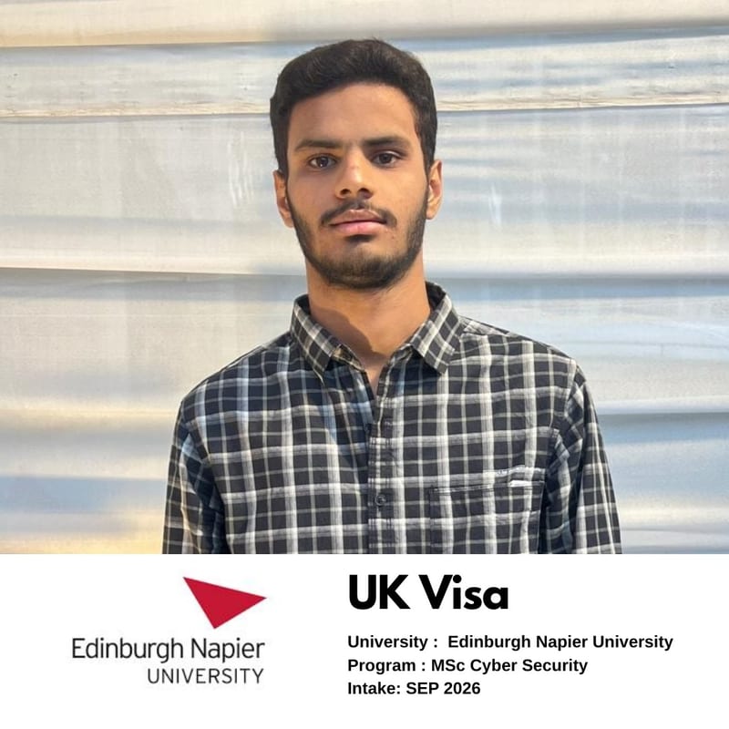EEC student's UK student visa approved — Edinburgh Napier University, MSc Cyber Security, September 2026 intake