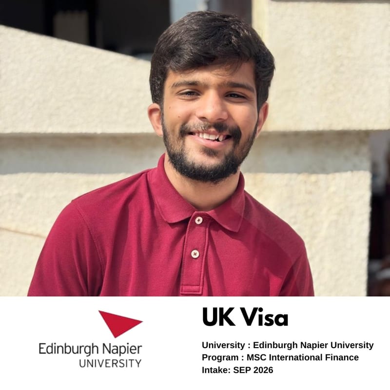 EEC student's UK student visa approved — Edinburgh Napier University, MSc International Finance, September 2026 intake