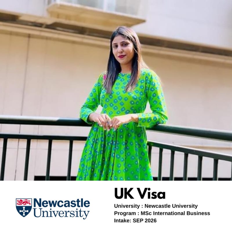 EEC student's UK student visa approved — Newcastle University, MSc International Business, September 2026 intake