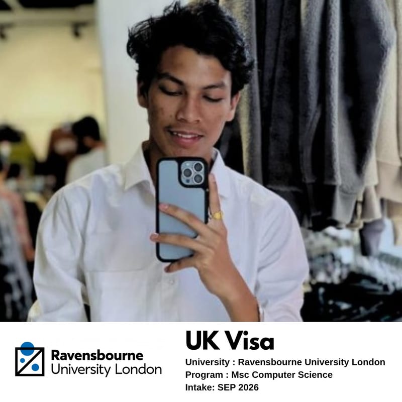 EEC student's UK student visa approved — Ravensbourne University London, MSc Computer Science, September 2026 intake