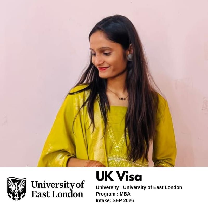 EEC student's UK student visa approved — University of East London, MBA, September 2026 intake