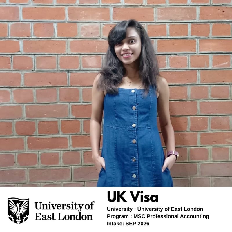 EEC student's UK student visa approved — University of East London, MSc Professional Accounting, September 2026 intake