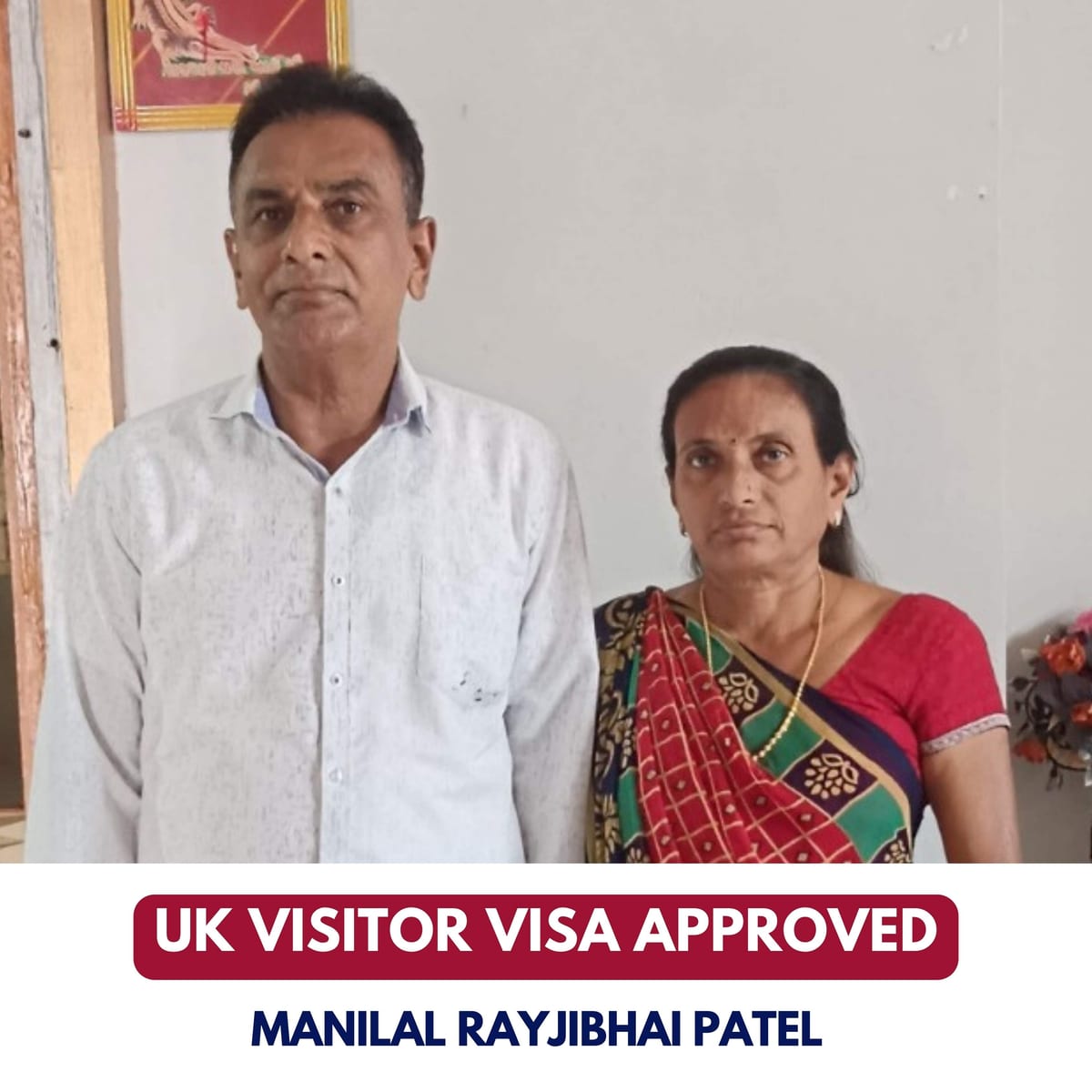 UK visitor visa approved for EEC applicant Manilal Rayjibhai Patel, pictured with family
